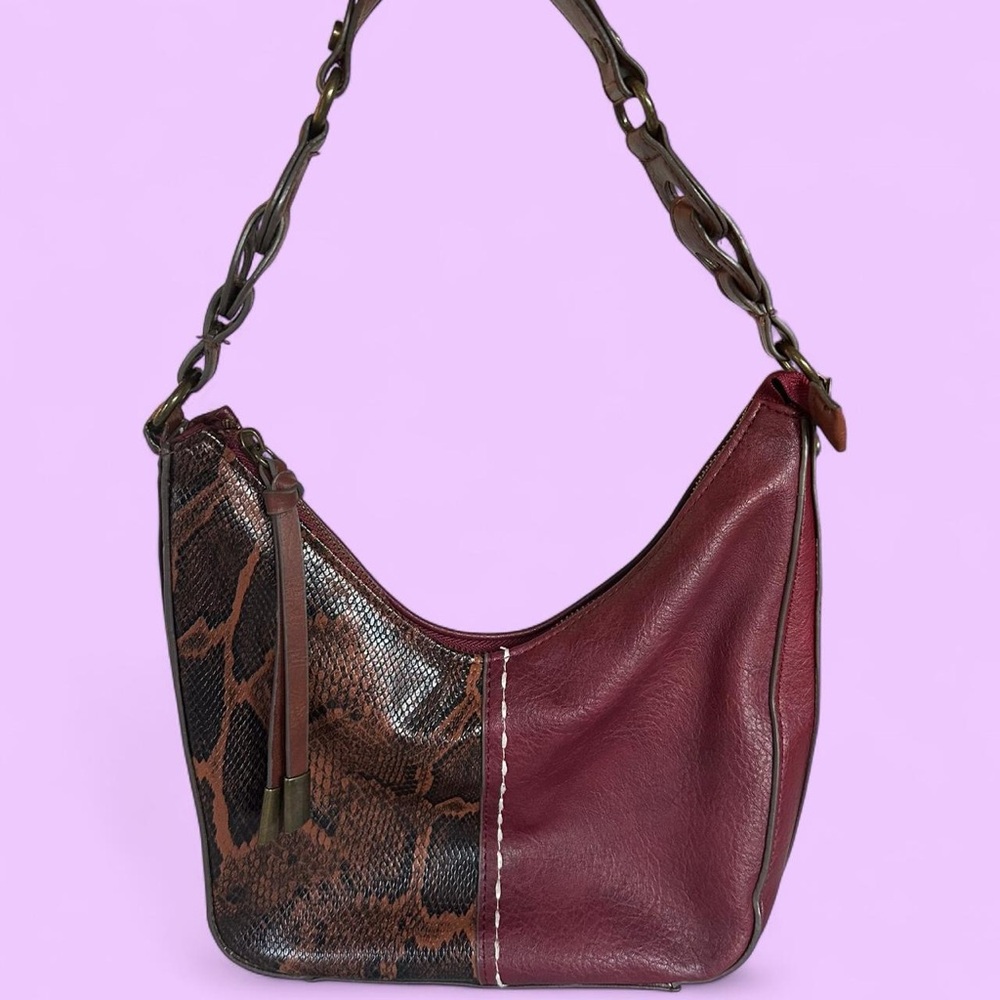 Time and Tru Burgundy and Brown Shoulder Bag